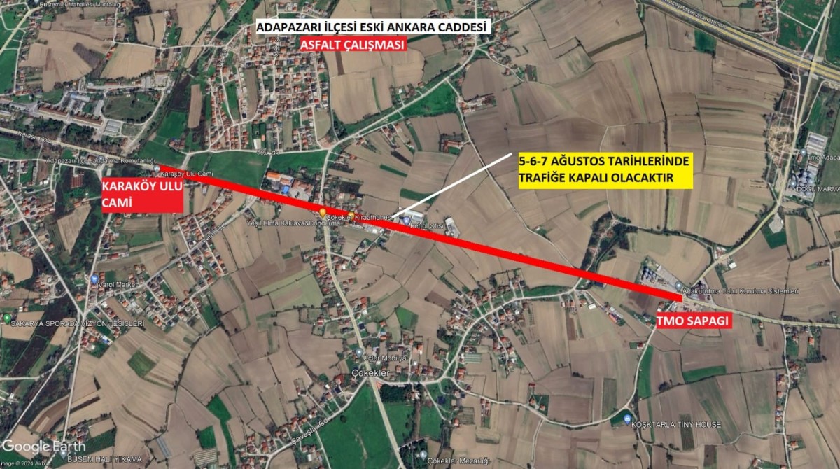 Güzergâh 2 gün trafiğe kapanacak