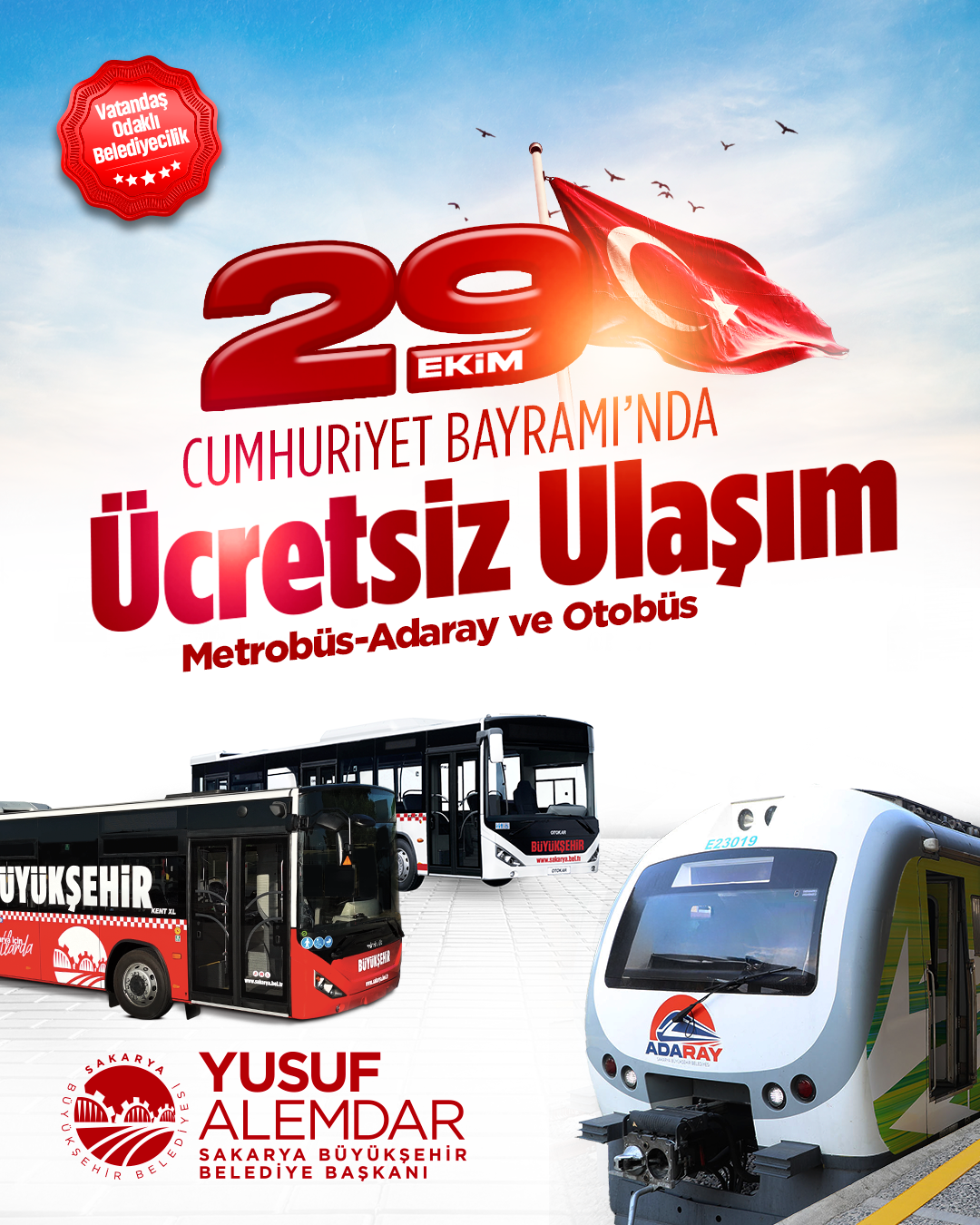 29 Ekim Cumhuriyet Bayramı’nda Ulaşım Ücretsiz