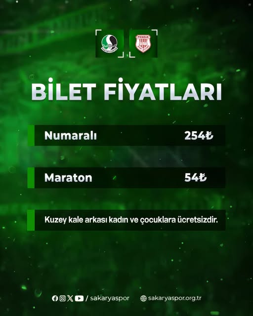 Sakaryaspor – Pendikspor Maçı Biletleri Satışta